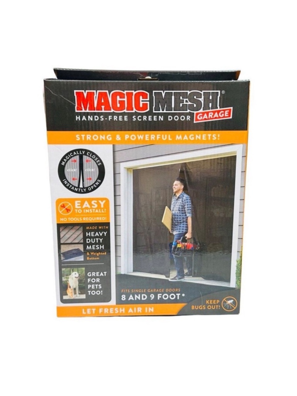 Magic Mesh Hands Free Screen Door - Garage - For 8’-9’ Door